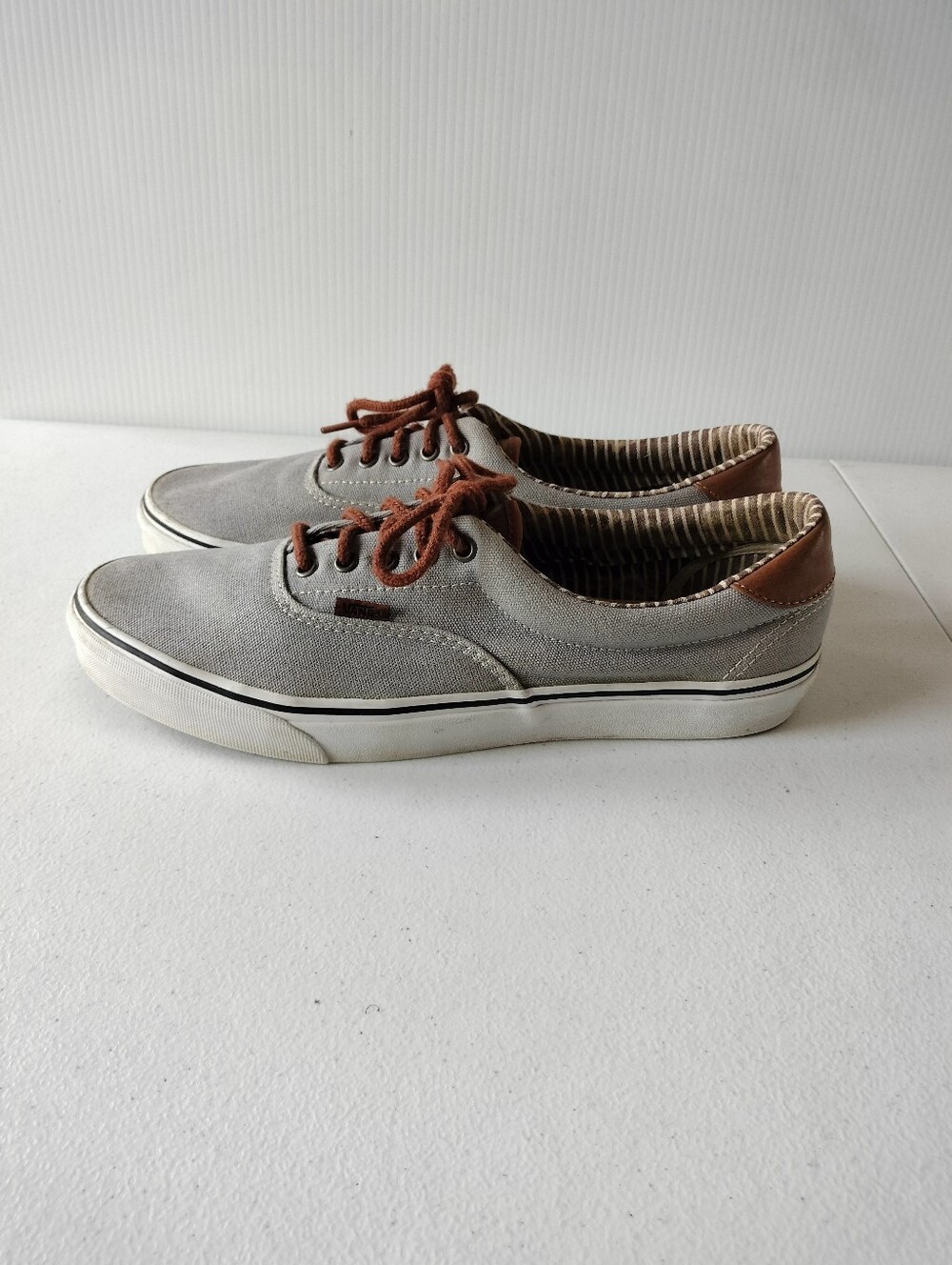 Vans Era 59 Mens Classic Canvas Gray Brown Sneakers 13 Preppy Travel
